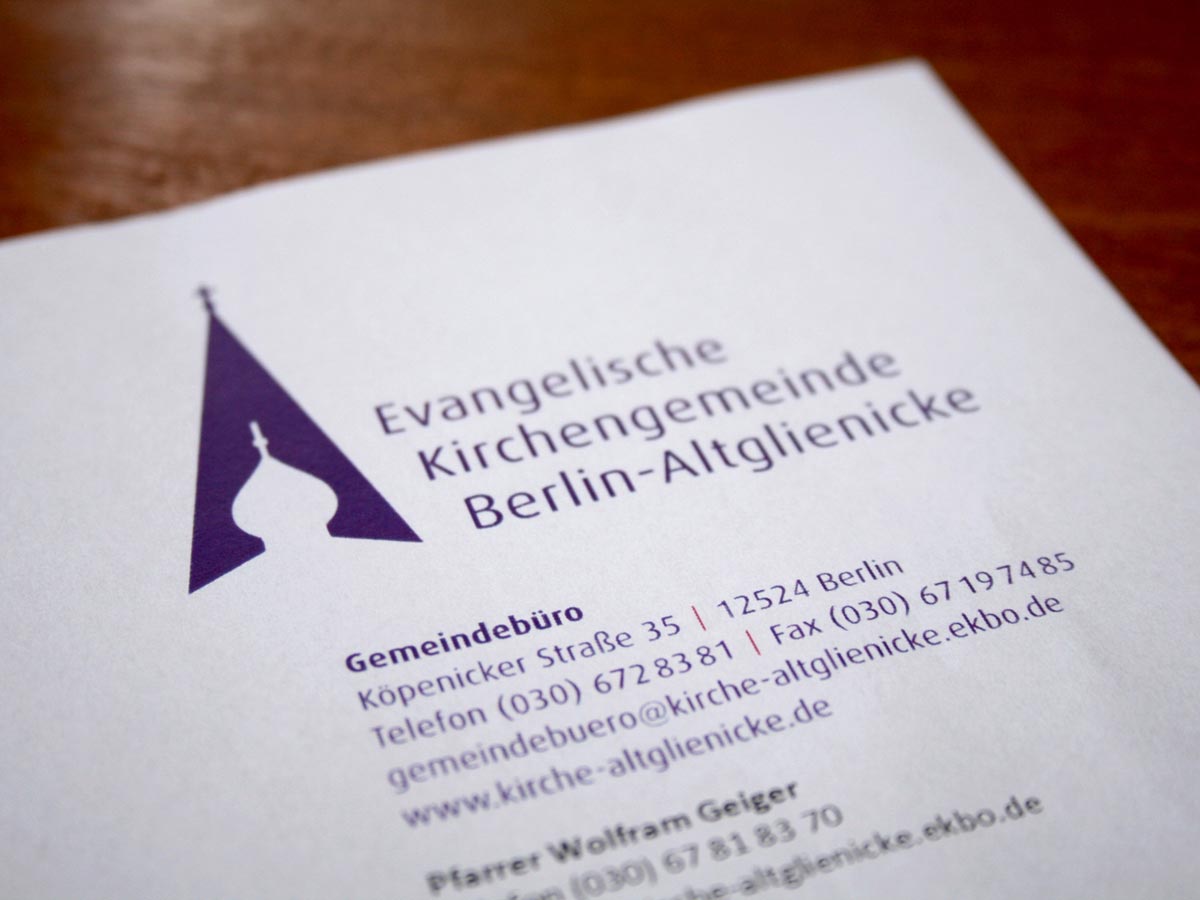 Gestaltung Briefbogen Grafikdesign Papperitz Logo Kirchengemeinde Altglienicke Grafikdesign Gemeindelogo