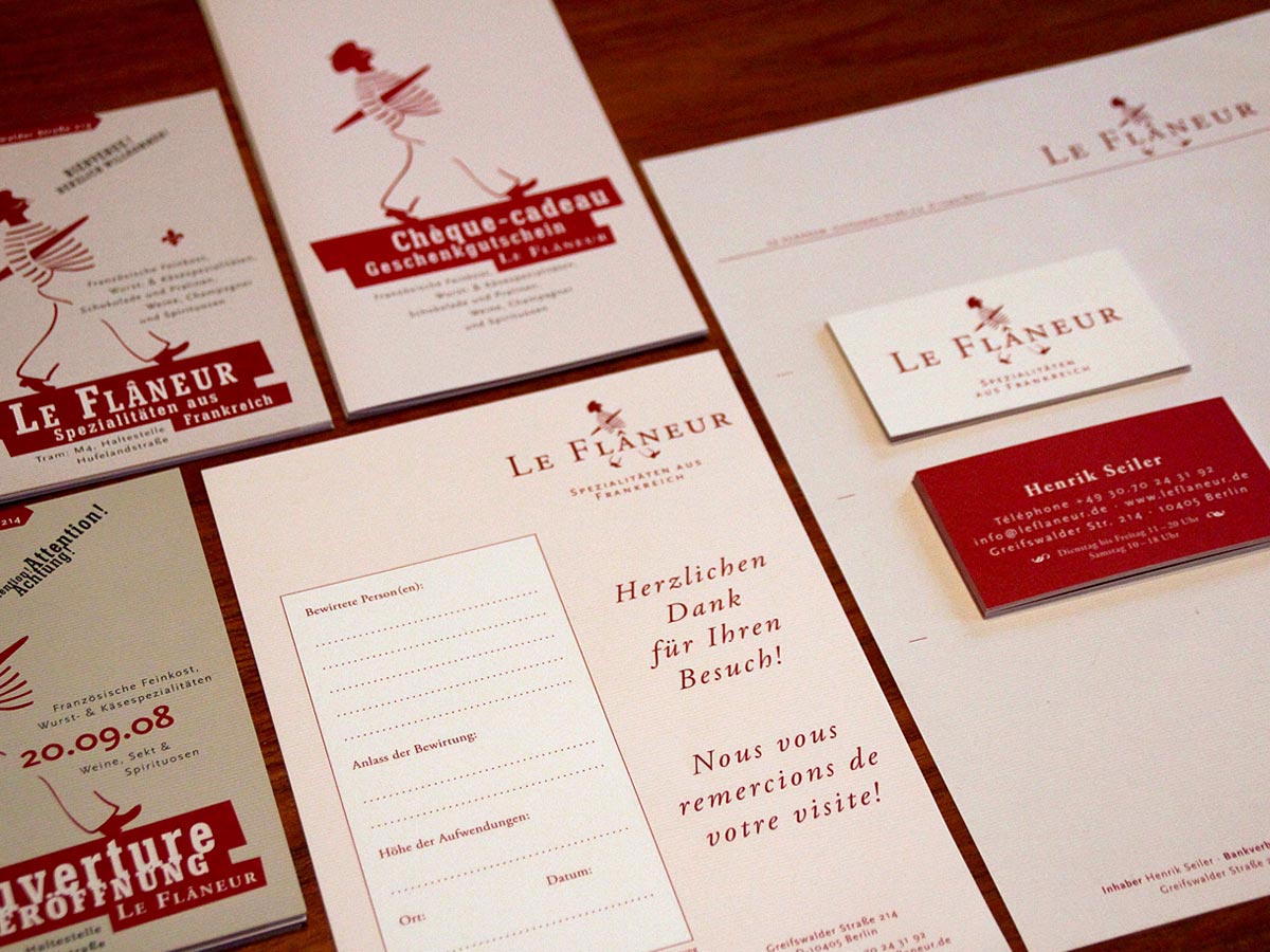 Layout Flyer Briefbogen Einladung Plakat Logo Visitenkarte Le Flaneur Quittung