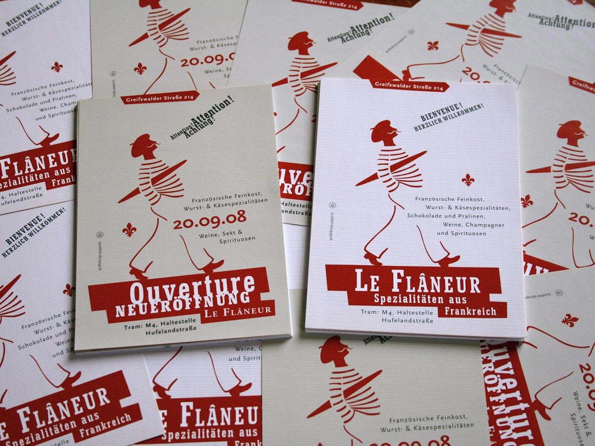 Gestaltung Flyer Einladung Logo Visitenkarte Le Flaneur Grafikdesign Papperitz